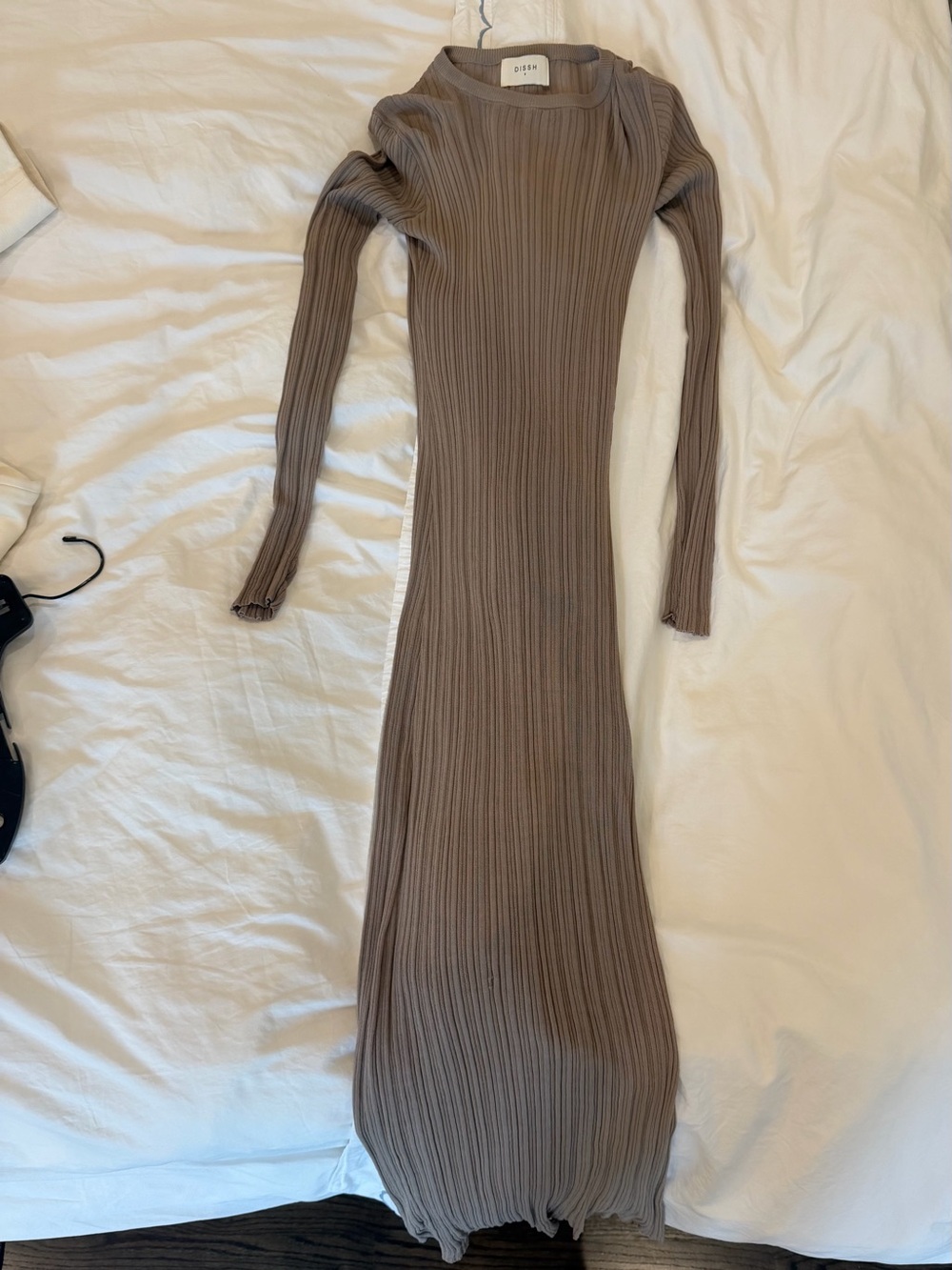 DISSH Long Sleeve Midi Dress in Taupe size S - Picture 5 of 7